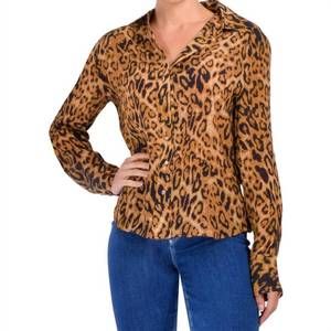 NEW KARINA GRIMALDI mariana print blouse in leapord
